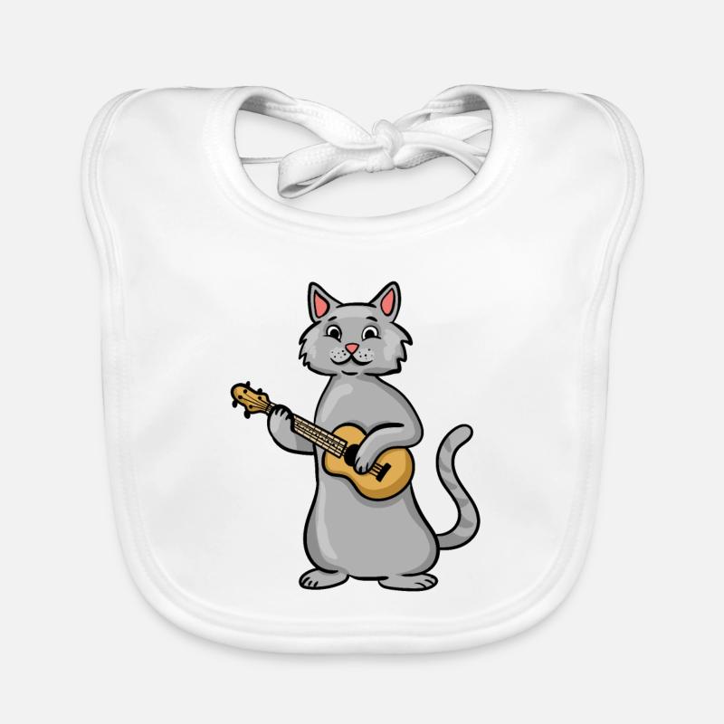 Ukulele Cat - Baby Bio-Lätzchen - Weiß