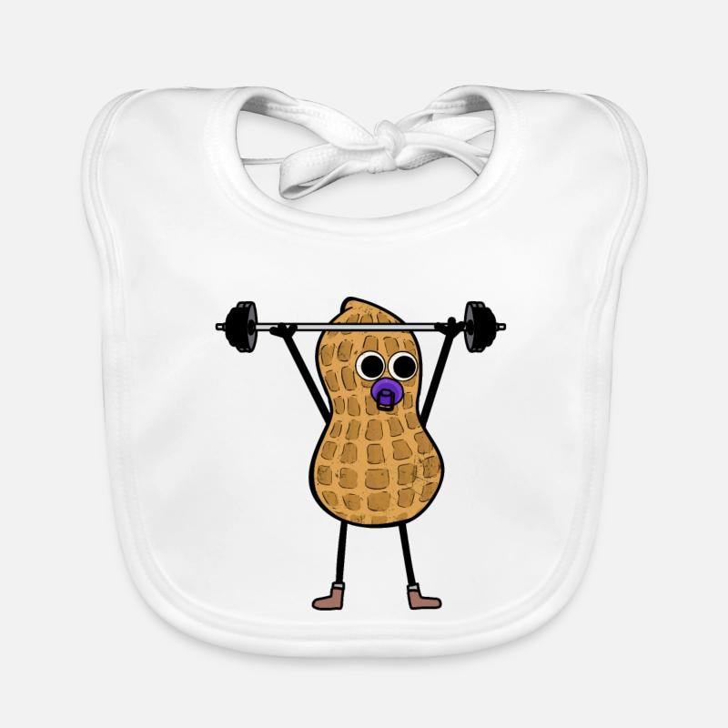 Erdnuss Baby Training Gewichte Hantel Training - Baby Bio-Lätzchen - Weiß