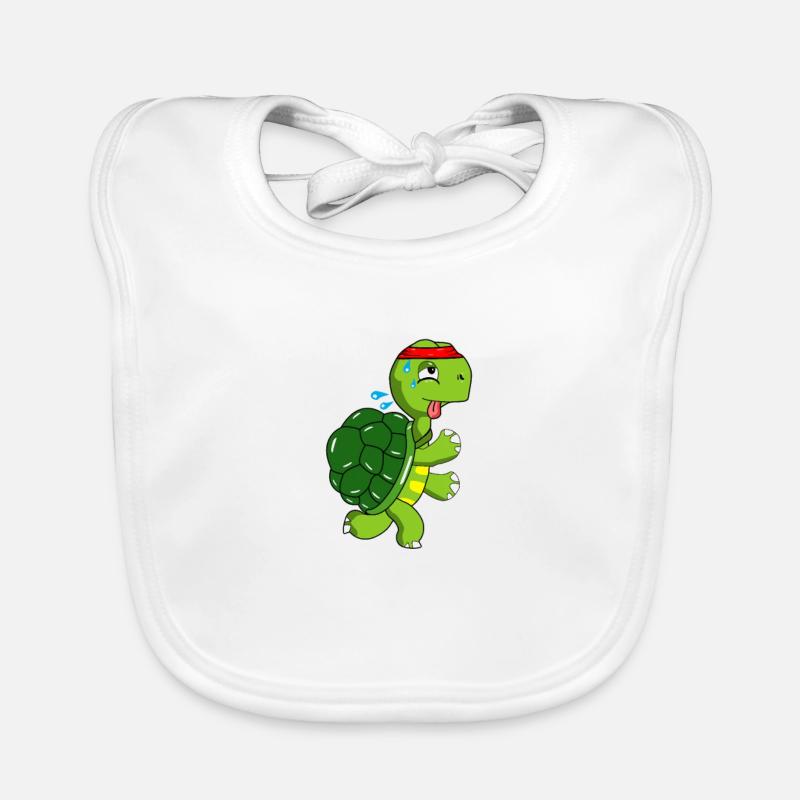 Tortue de jogging - Bavoir bio Bébé - blanc