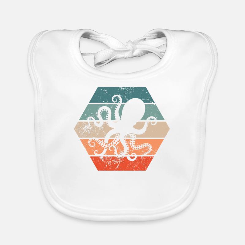 Octopus Squid Retro Gift Organic Baby Bibs