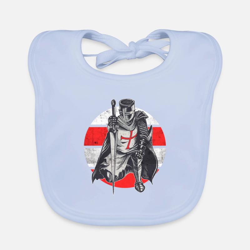 Knight Red White Templer order medieval armor Organic Baby Bibs
