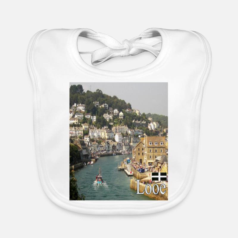 Looe, Cornouailles - Bavoir bio Bébé - blanc