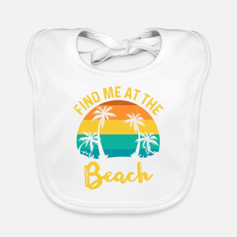 TROUVEZ-MOI À LA plage - Bavoir bio Bébé - blanc