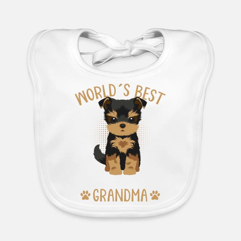 Yorkshire Terrier Hunde Oma Geschenk Baby Bio-Lätzchen
