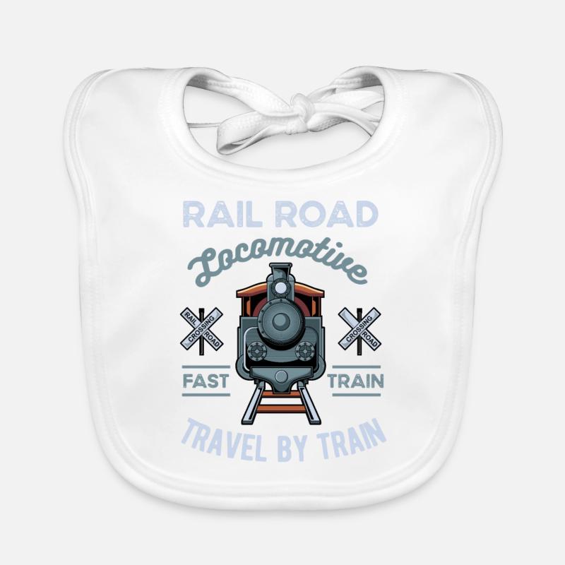 Train - Bavoir bio Bébé - blanc