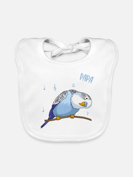 Wellensittich Papa Blausittich Vater Blau - Baby Bio-Lätzchen - Weiß
