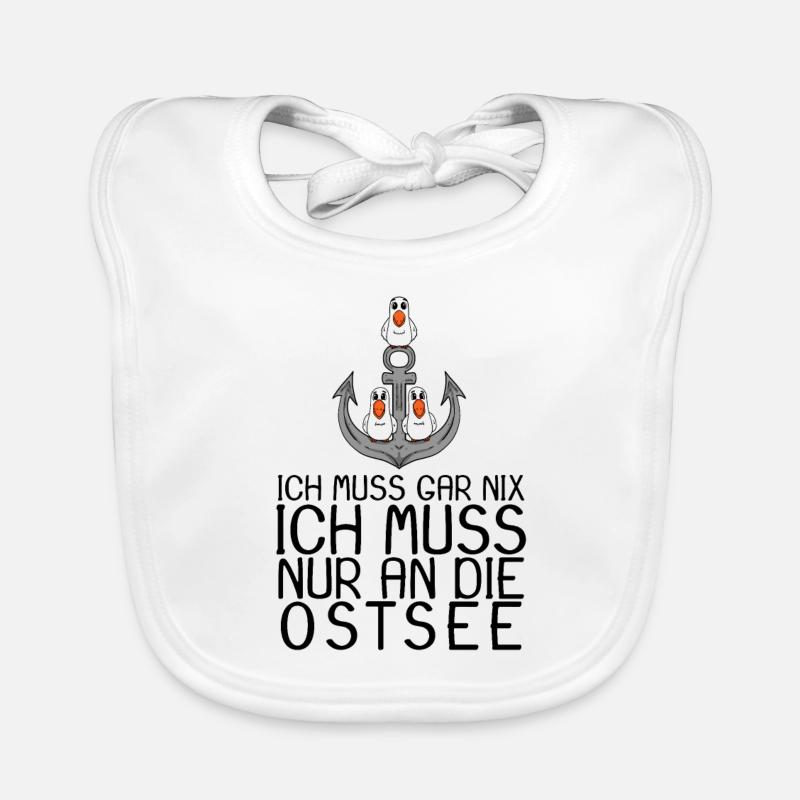 Ostsee Urlaub Geschenk - Baby Bio-Lätzchen - Weiß