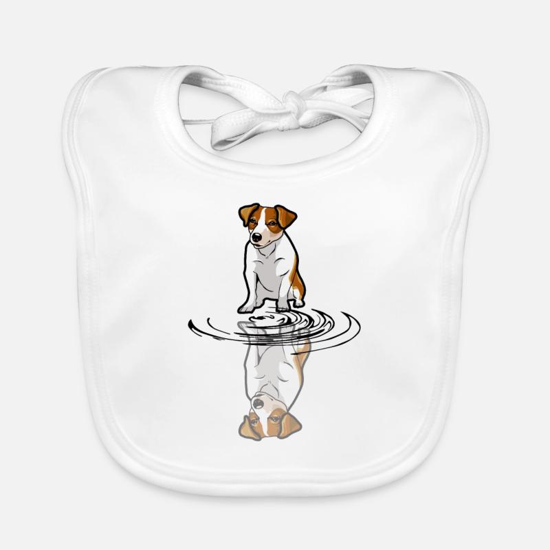 Jack Russell mirroring Organic Baby Bibs