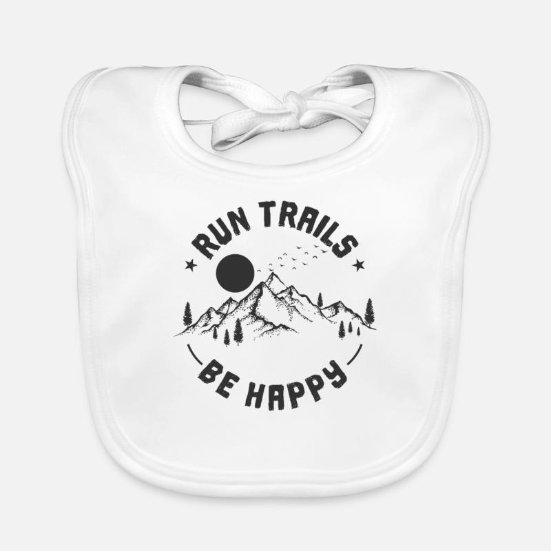 Trail Run Trails Be Happy - Bavoir bio Bébé - blanc