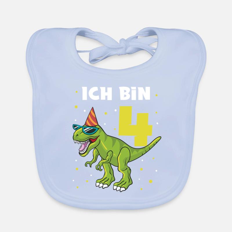 4. Geburtstag Junge Ich Bin Vier Jahre Alt Dino Baby Bio-Lätzchen