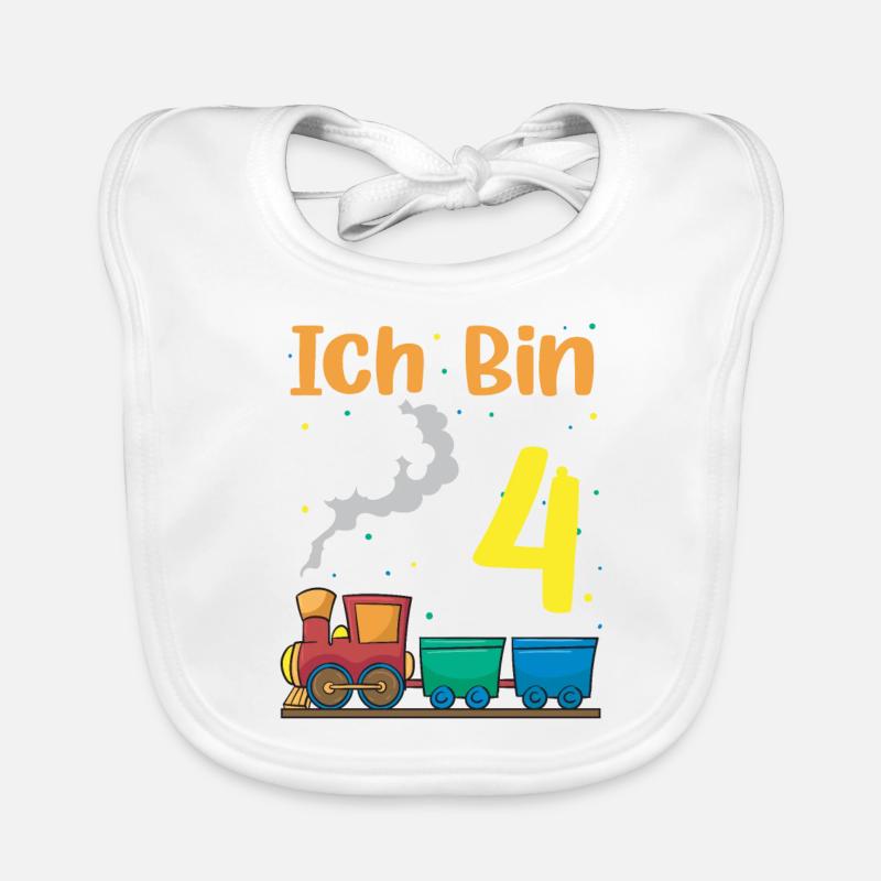 4. Geburtstag Junge Ich Bin Vier Jahre Alt Zug Baby Bio-Lätzchen