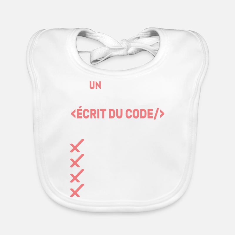 Un Développeur Écrit du Code Cadeau - Bavoir bio Bébé - blanc
