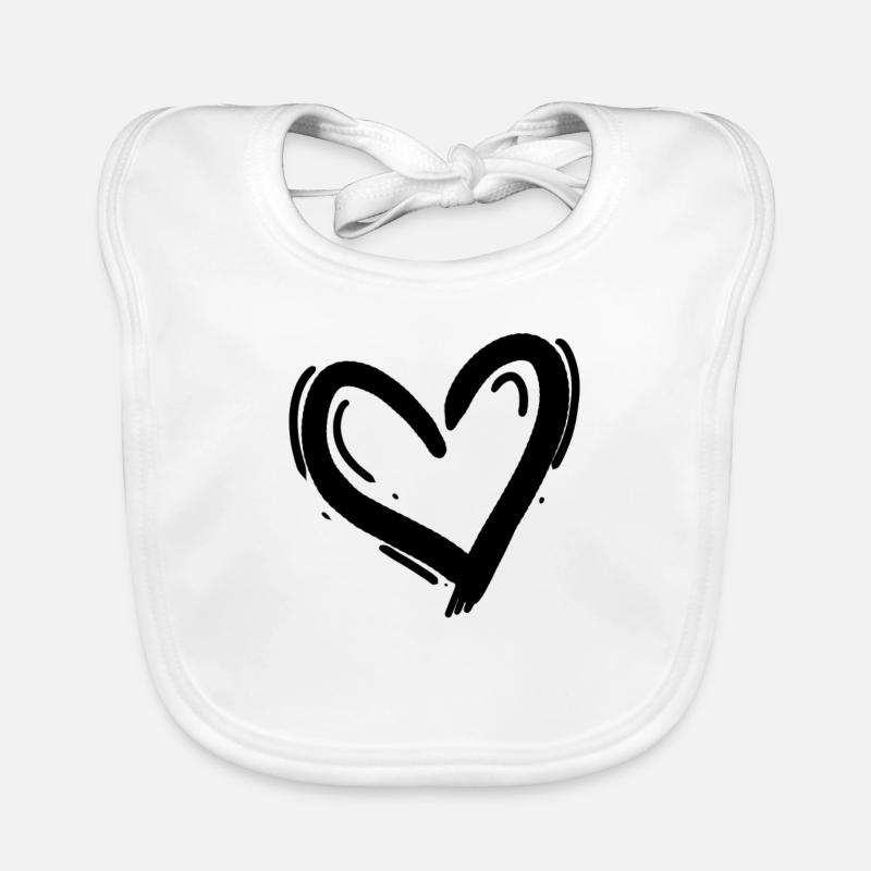 Heart Black Organic Baby Bibs