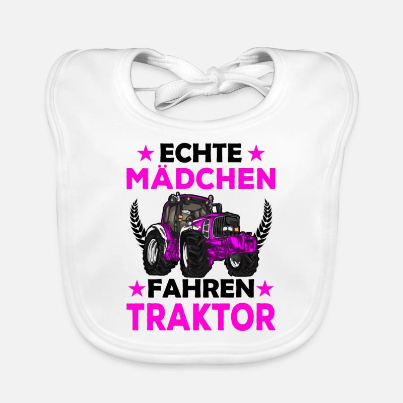 Echte Mädchen fahren Traktor Baby Bio-Lätzchen