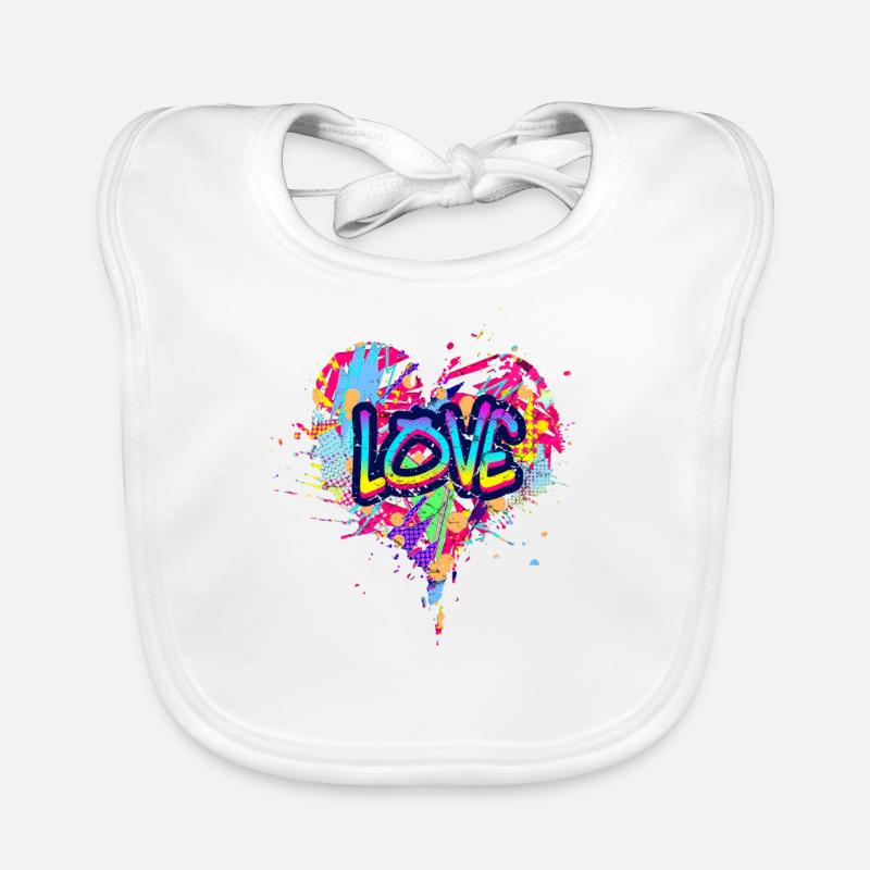 Love Heart Graffiti Bavoir bio Bébé