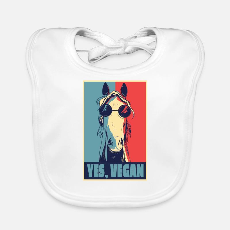 Cheval Cheval Vegan Cheval Cavalier Vegan - Bavoir bio Bébé - blanc