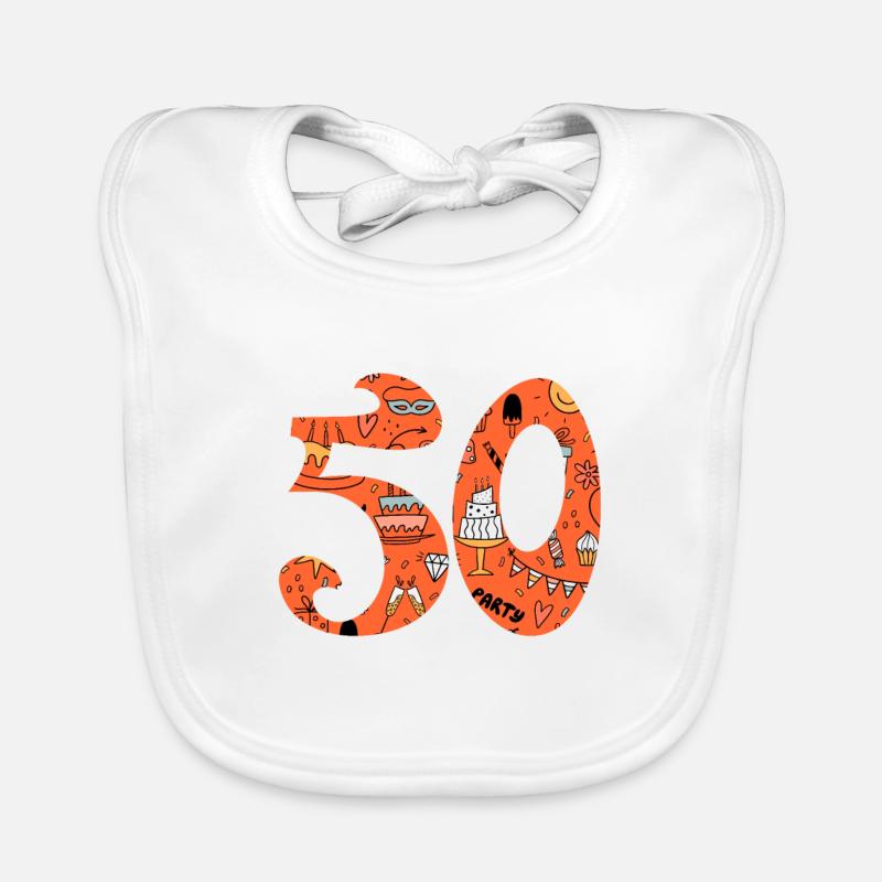 50e anniversaire - Bavoir bio Bébé - blanc