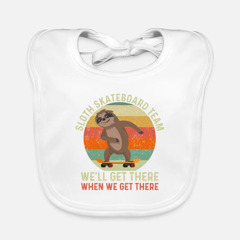 Sloth Skateboard Team, Lustiger Retro Sloth Liebhaber Baby Bio-Lätzchen