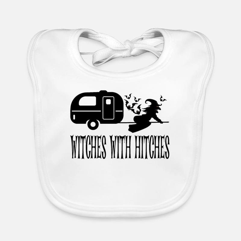 Funny Witch Camping Design For Halloween Organic Baby Bibs