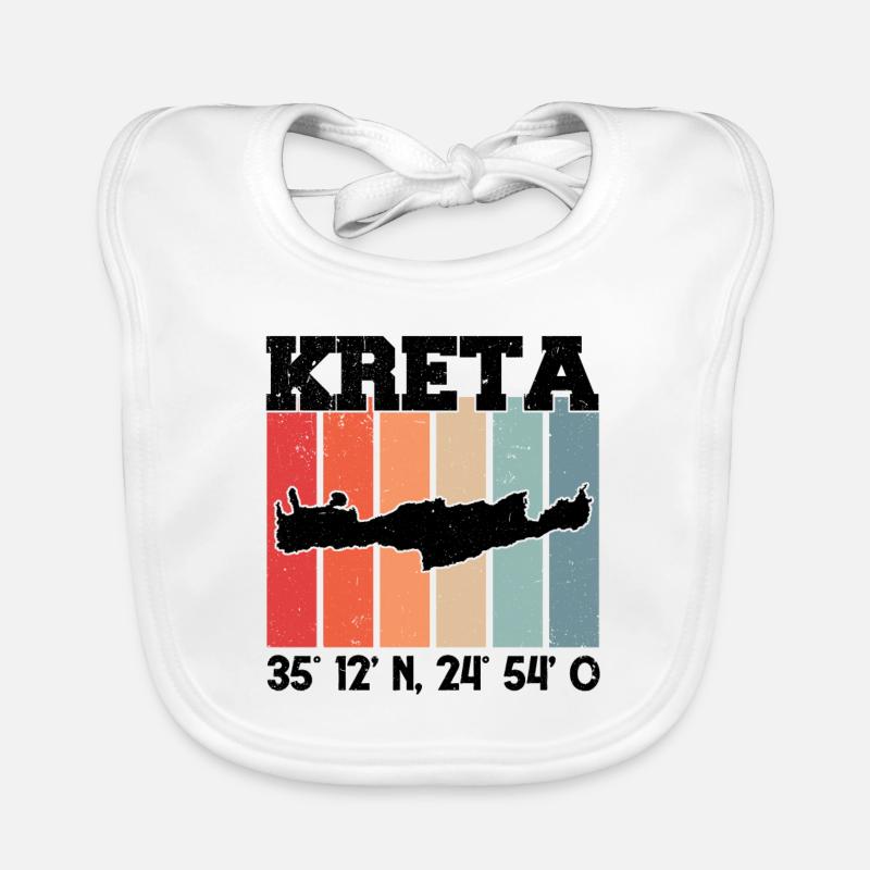 Crete Coordinates Greece Vacation Travel Organic Baby Bibs