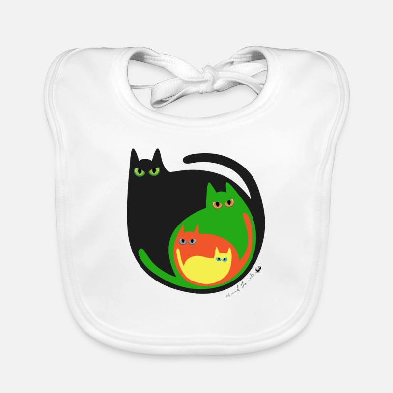 Round colored cat image Organic Baby Bibs