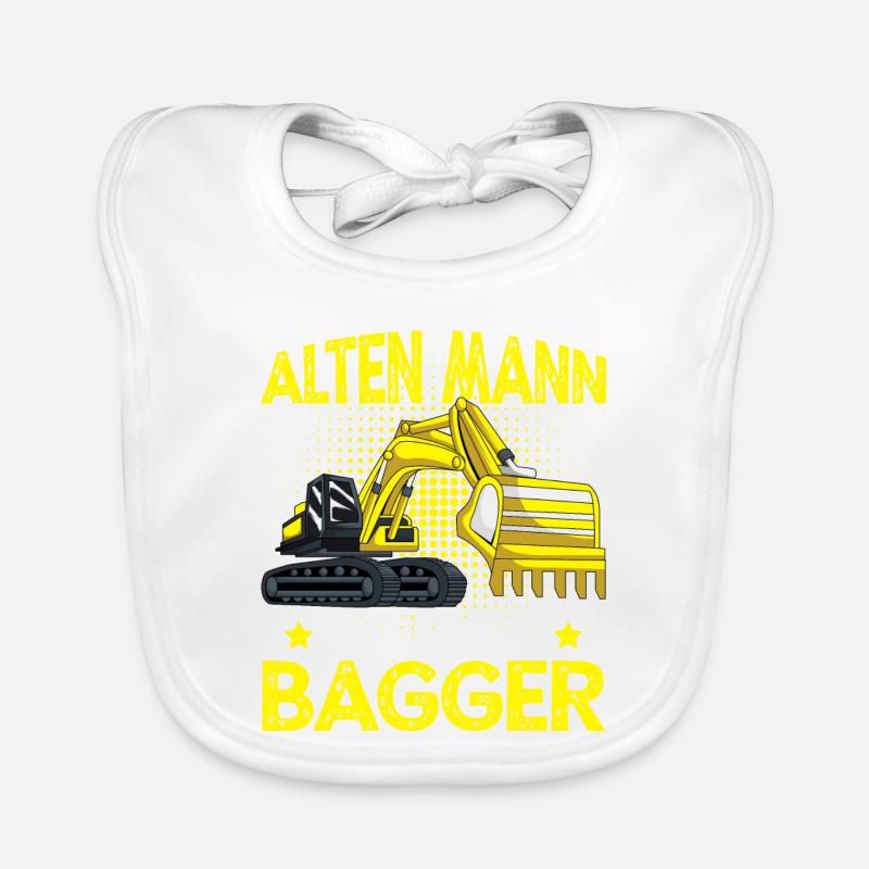 Baggerfahrer Bagger Alter Mann - Baby Bio-Lätzchen - Weiß