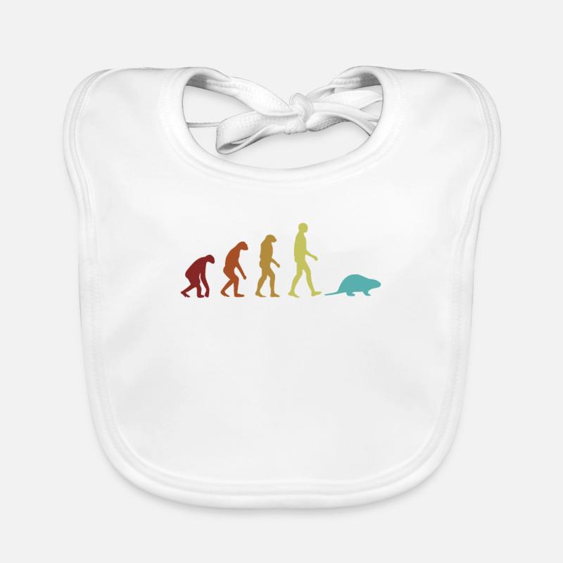 Nutria Evolution Sumpfbiber Biber Biberratte - Baby Bio-Lätzchen - Weiß