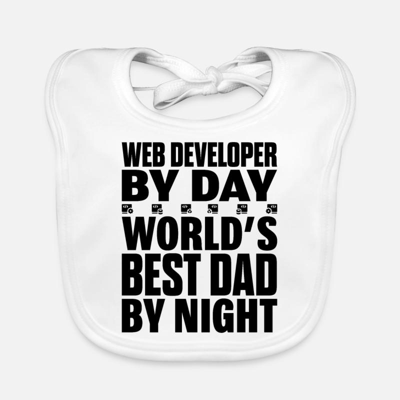 Web Developer By Day World's Best Dad By Night Baby Bio-Lätzchen
