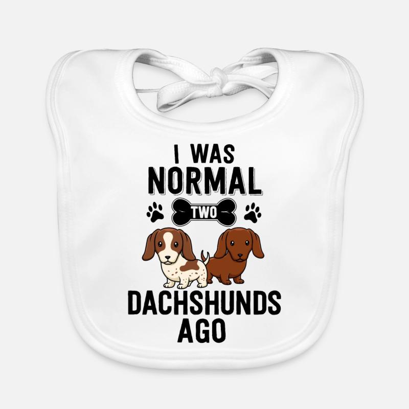 Ich war normal 2 Dackel vor Red Piebald Doxie Baby Bio-Lätzchen