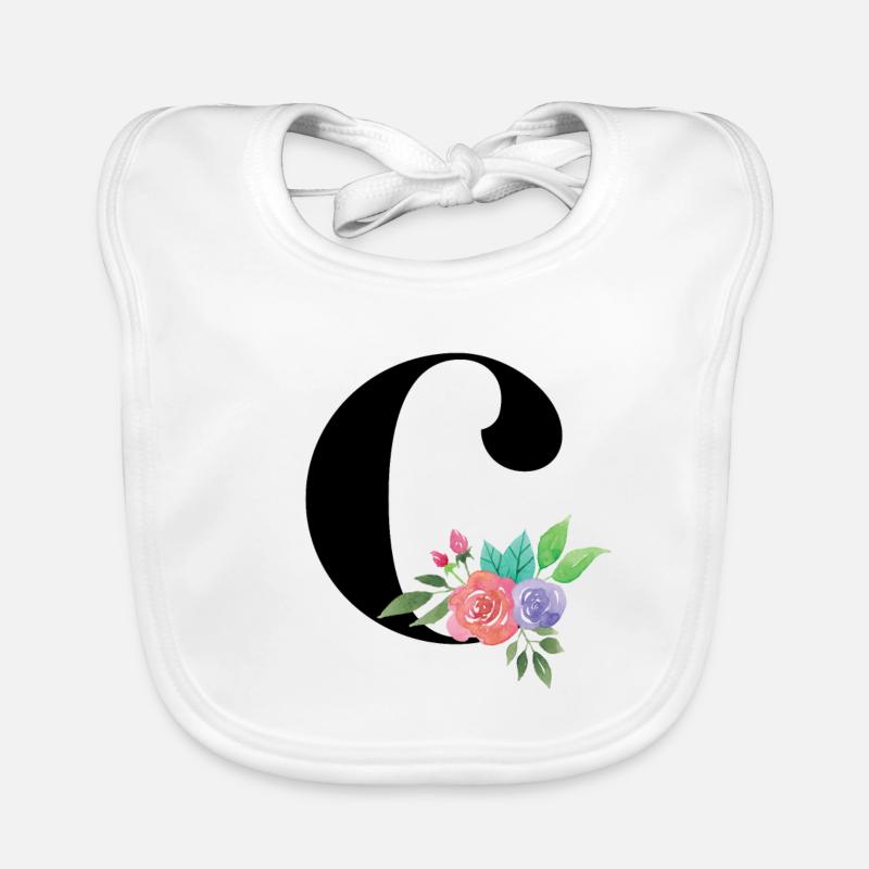 Letter C personalized gift alphabet first name Christmas Organic Baby Bibs