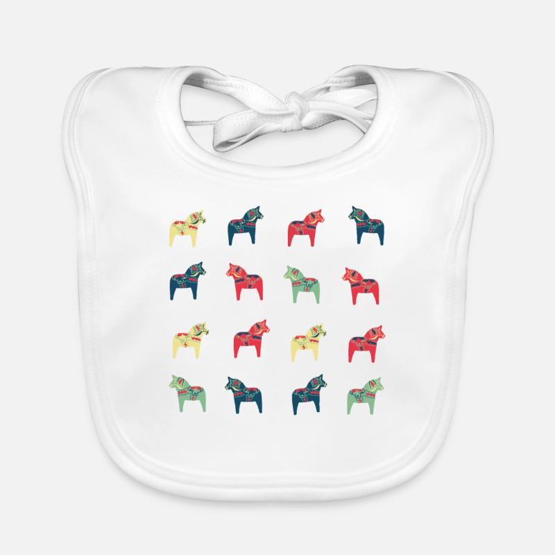 Swedish Dala horses Organic Baby Bibs