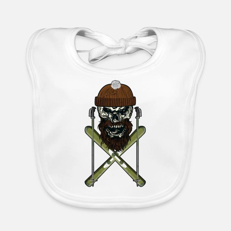 Ski skiing Skiing Skiing Skull Skier Organic Baby Bibs
