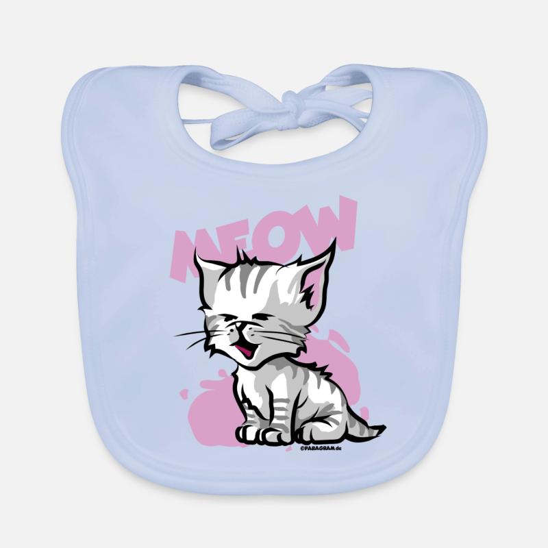 Cute Kitten Cat Comic Cartoon Organic Baby Bibs