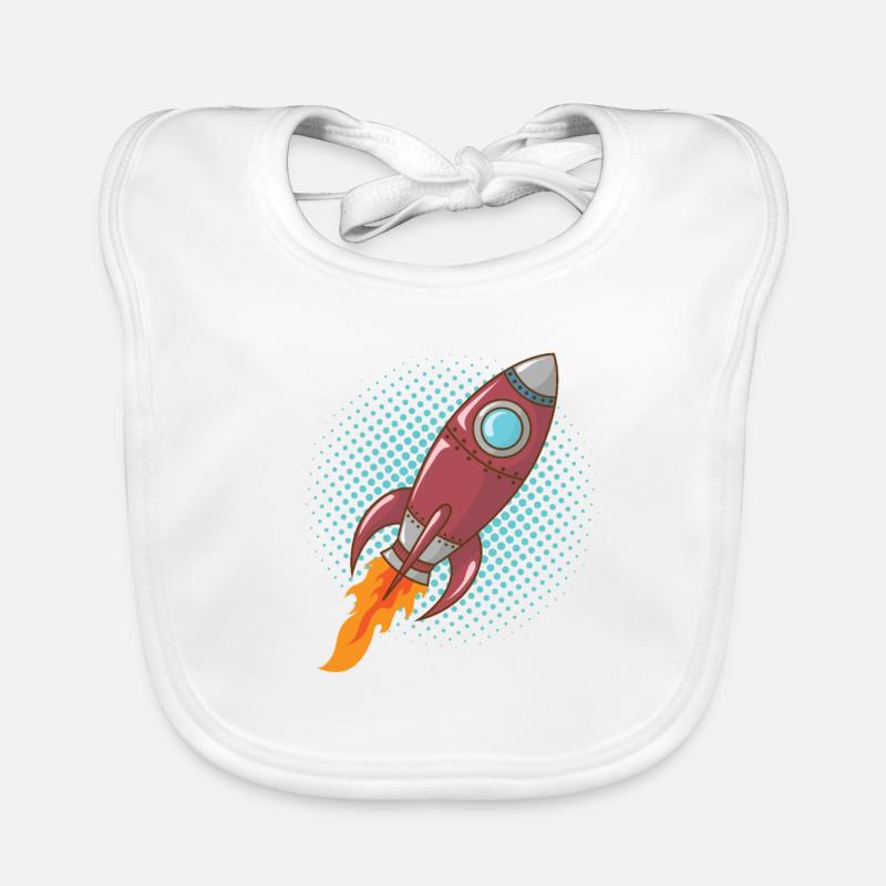 Comic Rocket Spaceship Spacecraft Missile Organic Baby Bibs