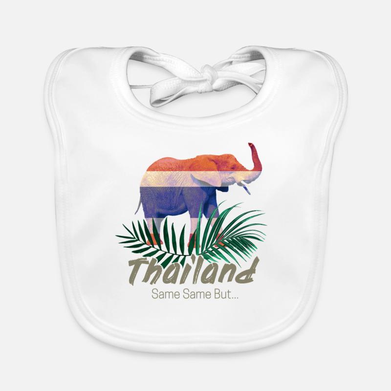 Éléphant de Thaïlande avec drapeau et cadeau jungle Bavoir bio Bébé