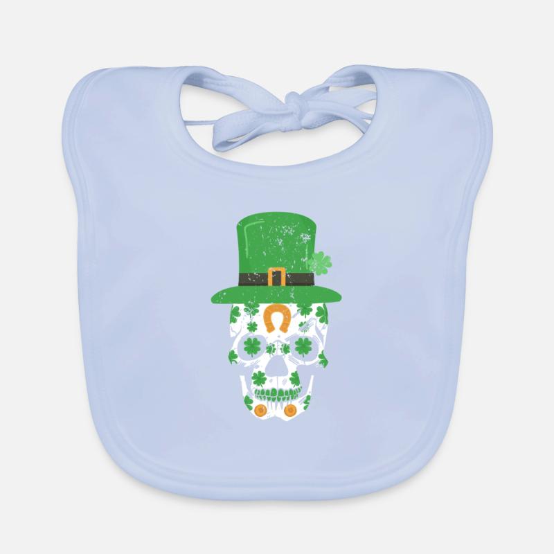 St. Patricks Day Schädel irisches Kleeblatt Baby Bio-Lätzchen