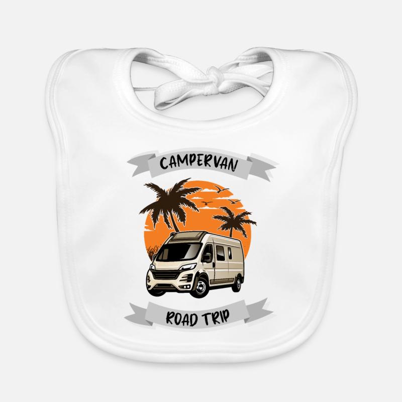 Camping-car Road Trip Camping Camping Camping-car - Bavoir bio Bébé - blanc
