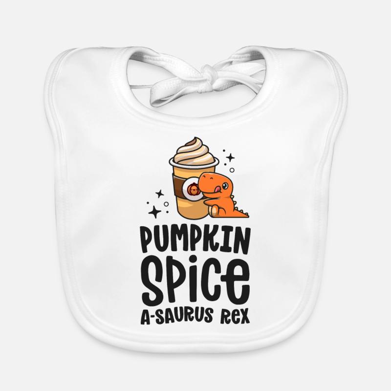 Pumpkin Spice A-Saurus Rex Cute Fall Dinosaur Organic Baby Bibs
