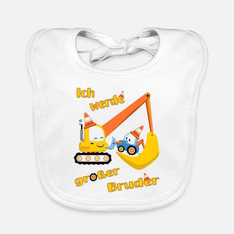 Großer Bruder Traktor und Bagger -Ich werde Bruder Baby Bio-Lätzchen