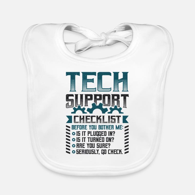 Funny Tech Support Checklist Helpdesk Organic Baby Bibs