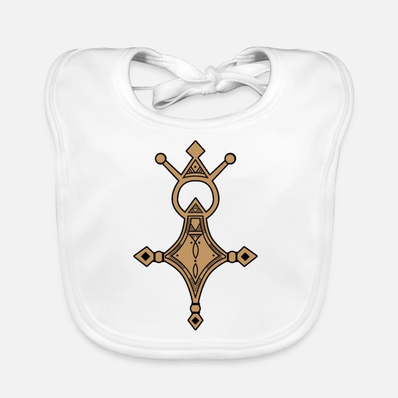 croix du sud Touaregue - Bavoir bio Bébé - blanc