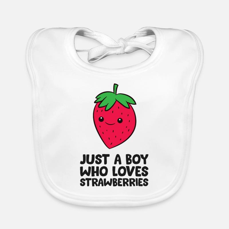 Nur ein Junge, der Erdbeeren liebt Baby Bio-Lätzchen