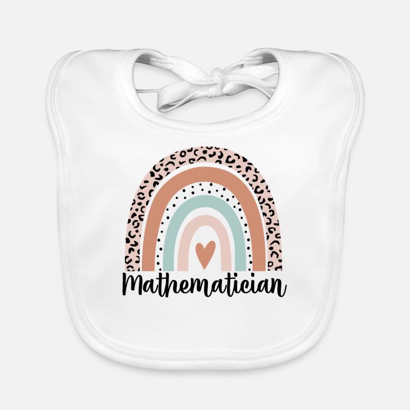Mathematician Rainbow Leopard Funny Mathematician Organic Baby Bibs