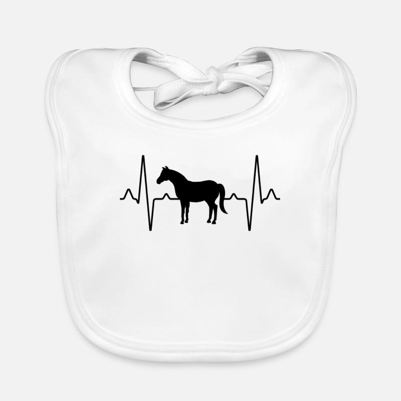 Battement de cœur de cheval - Bavoir bio Bébé - blanc