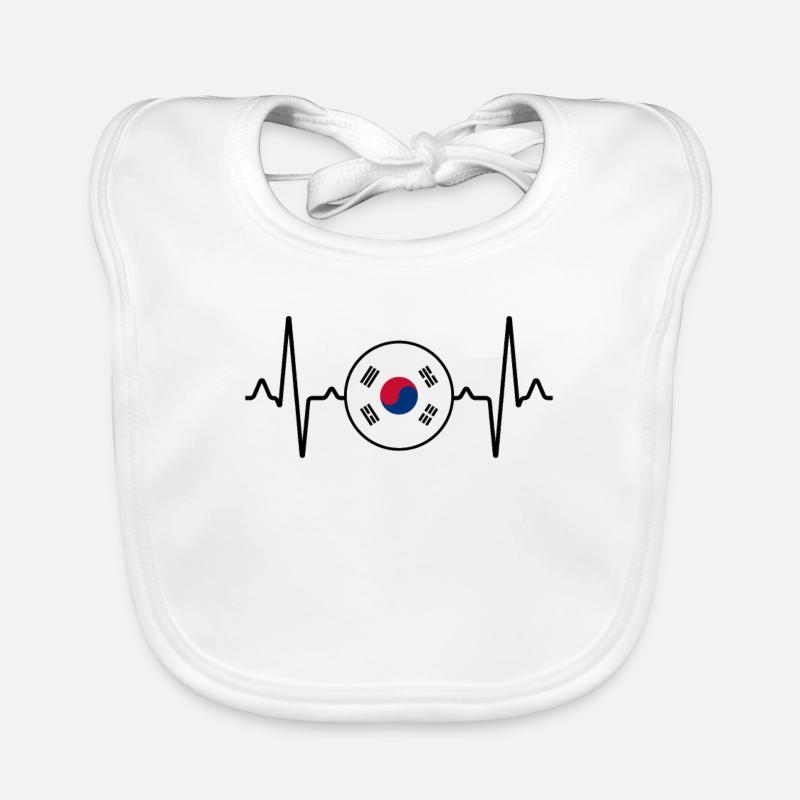 Corée du Sud Heartbeat - Bavoir bio Bébé - blanc