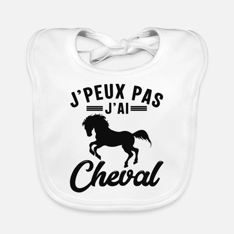 Je Peux Pas J'ai Cheval - Bavoir bio Bébé - blanc