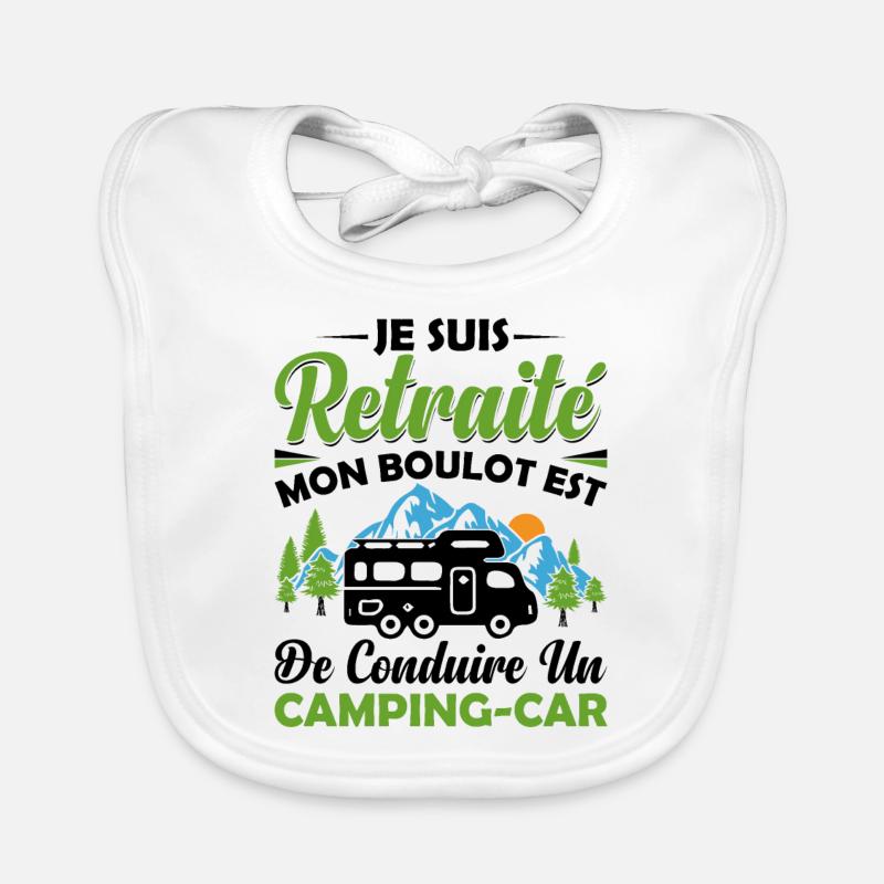 Un Retraité Avec Un Camping-car - Bavoir bio Bébé - blanc
