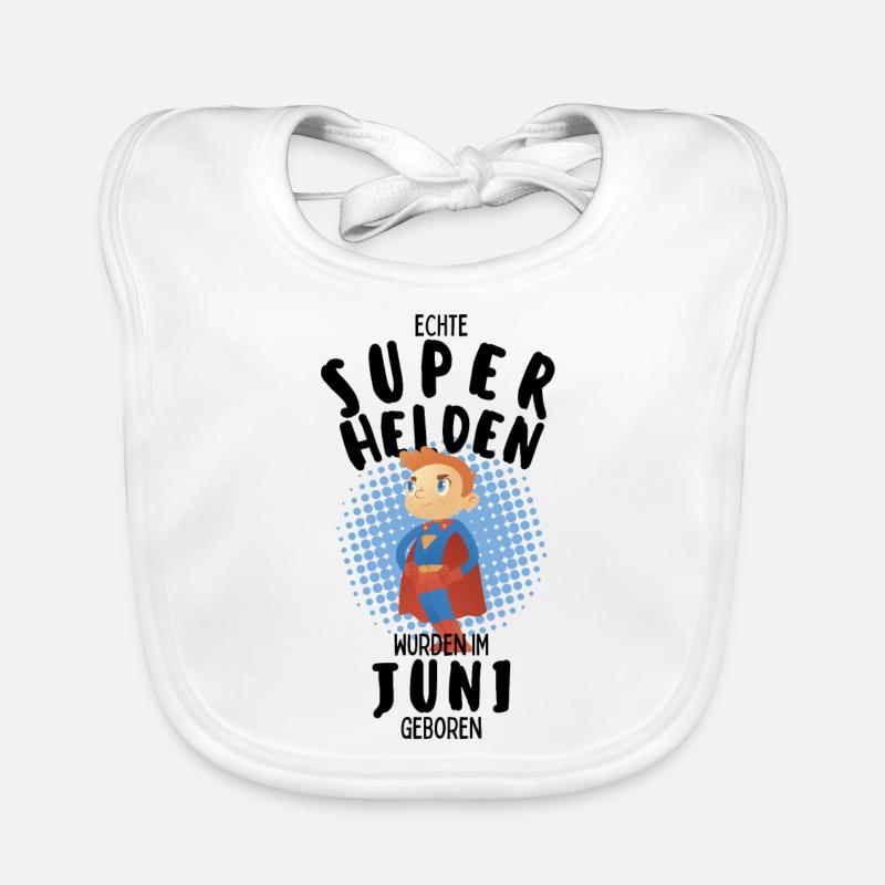 Echte Superhelden wurden im Juni geboren Junge Baby Bio-Lätzchen