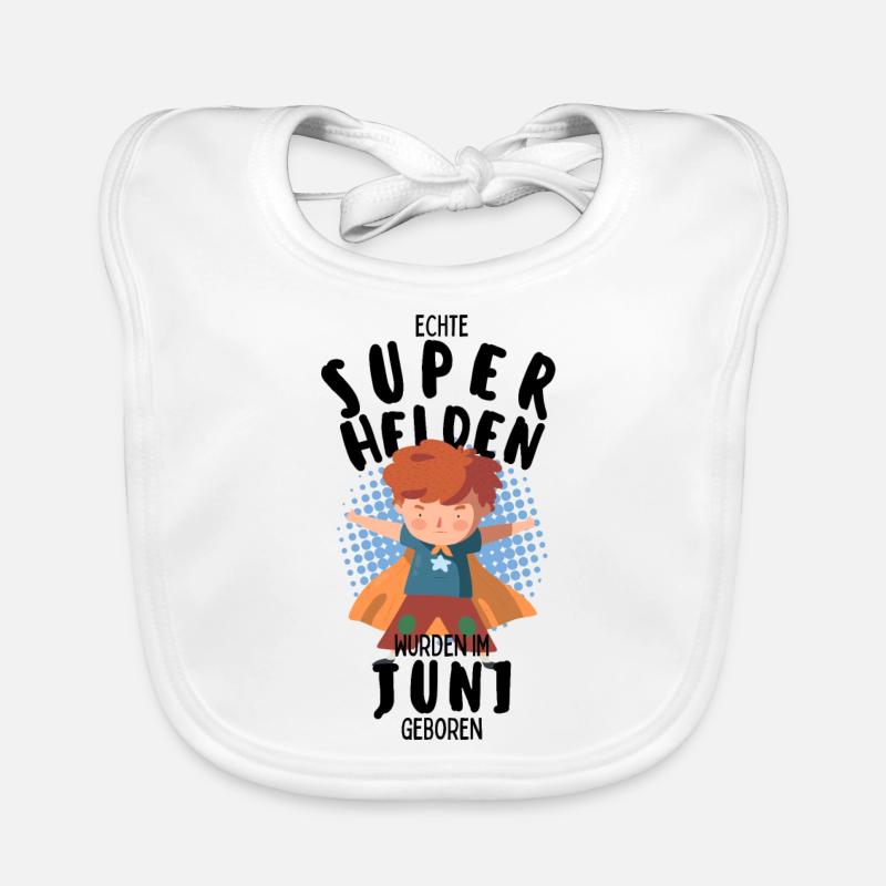 Echte Superhelden wurden im Juni geboren Junge Baby Bio-Lätzchen