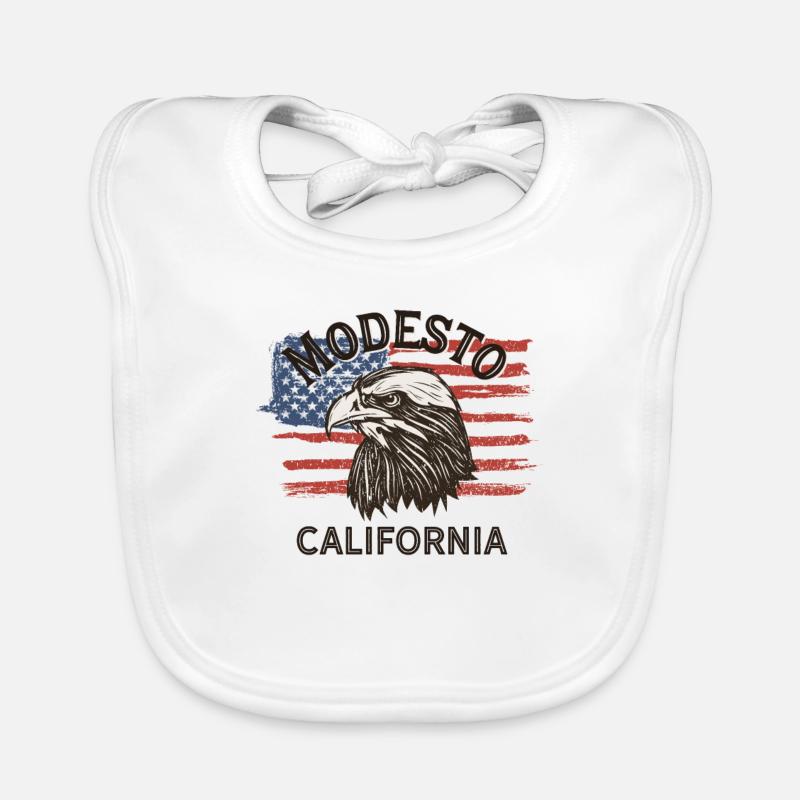 Drapeau des États-Unis Eagle California Vintage Modesto Bavoir bio Bébé